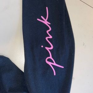 PINK Leggings, good condition. pink and black. size XL also fit like L.